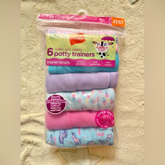 Hanes Toddler Girls' Potty Trainer Brief Underwear 6-Pack - Picture 1 of 9